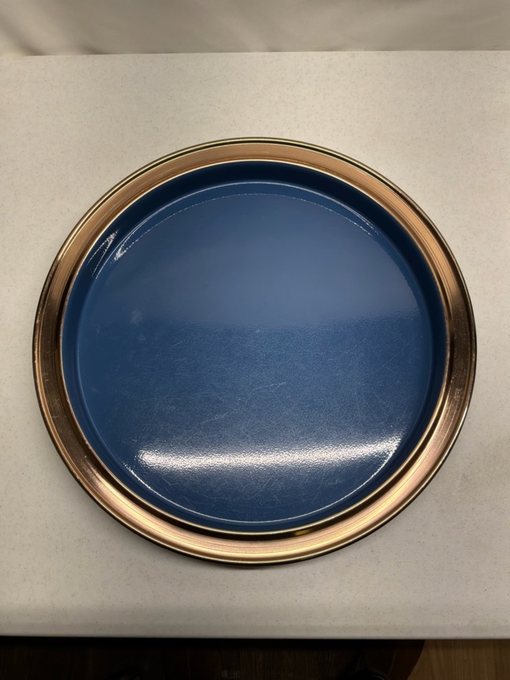 Fiestaware Blue Serving Bar Tray with Copper Gold Trim